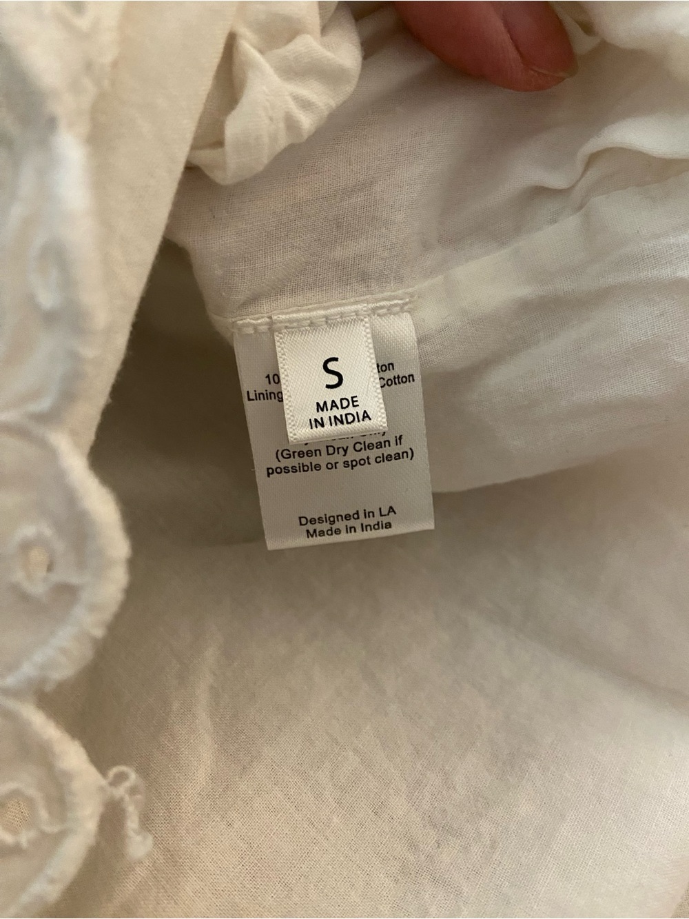 White Eyelet Ruffle Collar Blouse - Feminine Short Sleeve Top - Picture 10 of 13